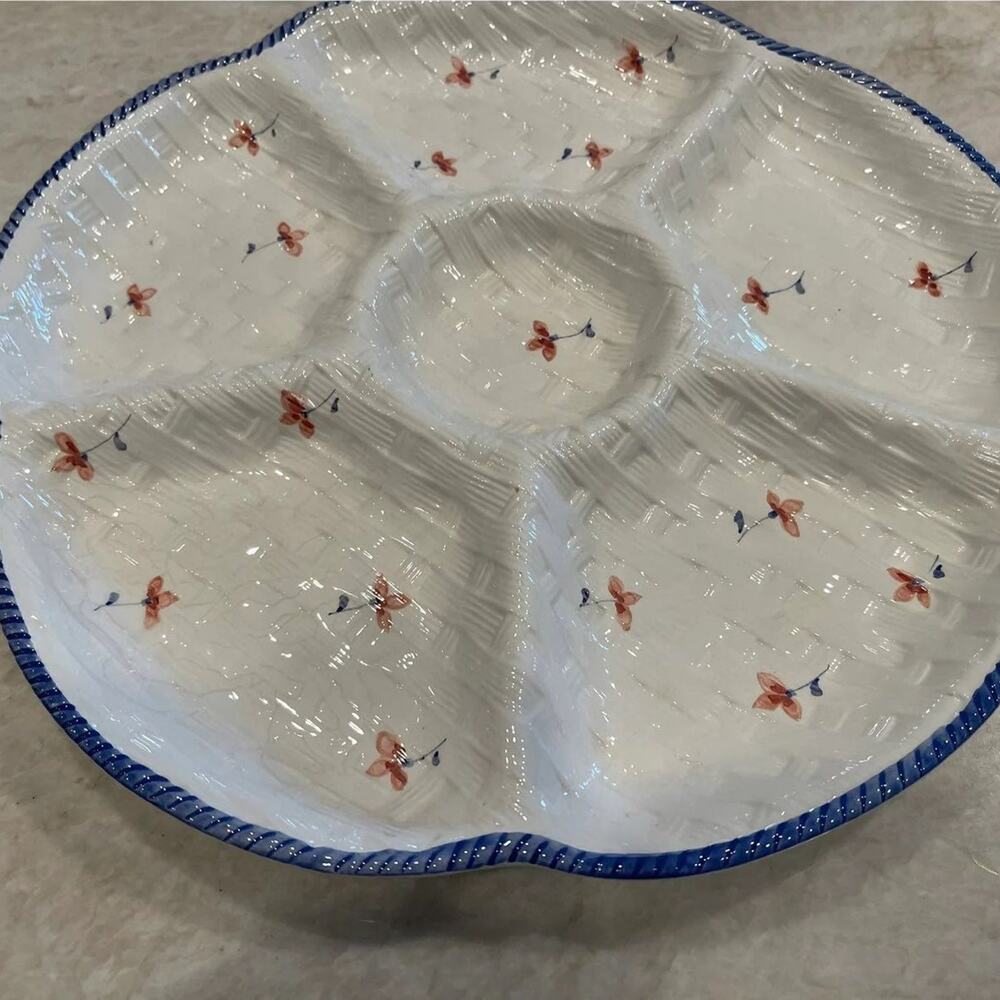 Ceramic floral round platter made in italy